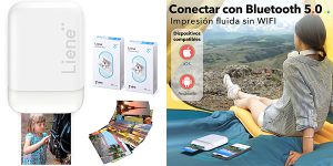 Chollo Impresora fotográfica portátil Liene con 100 hojas de papel adhesivo