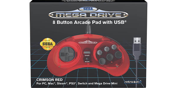 Retro-Bit - Controlador USB oficial de Sega Genesis con 8 botones