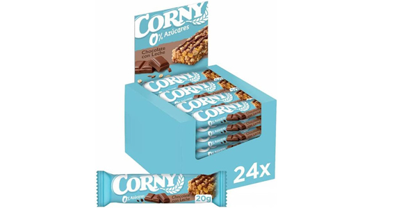 Pack x24 Barritas de Cereales Corny 0% Azúcares de Chocolate con Leche baratas en Amazon 