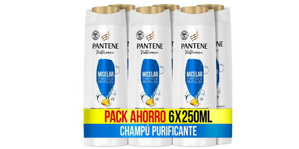 Pack x6 Pantene Champú Micelar Purifica & Revitaliza Nutri Pro-V barato en Amazon