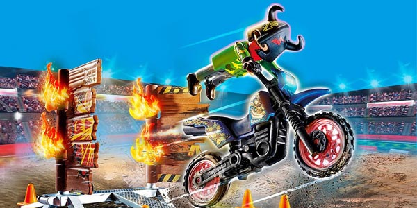 Playset Moto con muro de fuego Playmobil Stuntshow 70553 en Amazon