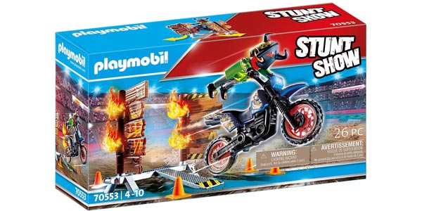 Playset Moto con muro de fuego Playmobil Stuntshow 70553 barato en Amazon