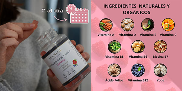 Suplemento Wiohair de vitaminas para el cabello con 60 gominolas barato