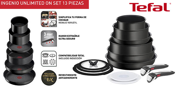 ▷ Chollazo Pack con 10 piezas para cocina de inducción Tefal Ingenio Talent  por sólo 89€ (ahorra 60€)