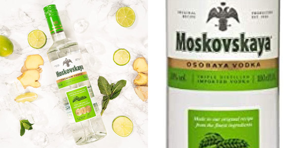 Vodka Moskovskaya de 1L barato en Amazon