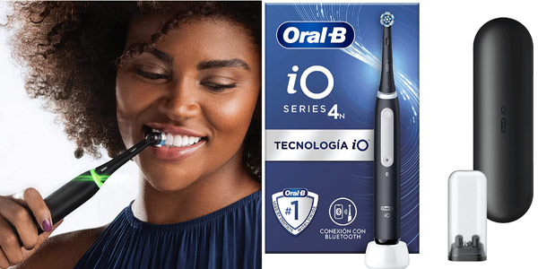 Cepillo de dientes eléctrico Oral-B iO4 con inteligencia artificial, 1 mango recargable, cabezal y funda de viaje barato en Amazon