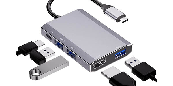 Hub USB-C Yashidi 5 en 1 con HDMI, PD y 3x USB 3.0