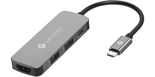 HUB USB-C Novoo 4 en 1 con HDMI 4K, USB-C, USB 3.0 y USB 2,0
