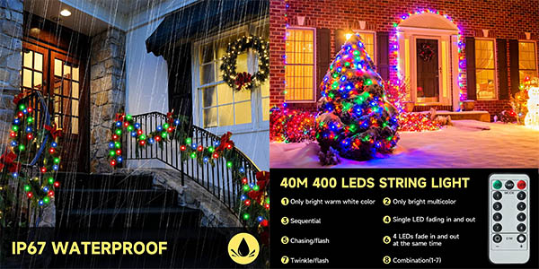 Guirnalda de luces LED exteriores de 40 metros (400 LEDs)