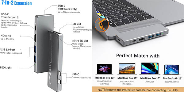 Hub USB-C 7 en 1 para MacBook
