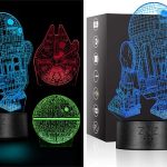 Luz de noche 3D LED Star Wars Death Star + R2-D2 + Millennium Falcon barata en Amazon