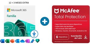 Microsoft 365 Familia de 15 meses + McAfee Total Protection