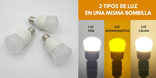 Pack x3 Bombillas LED antimosquitos de 8W y E27 en Amazon