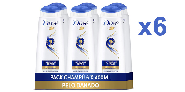 Pack x6 Champú Dove Reparación Intensa de 400 ml barato en Amazon