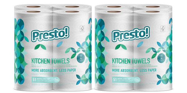 Pack x8 Rollos de papel de cocina Amazon Presto extra absorbente barato en Amazon