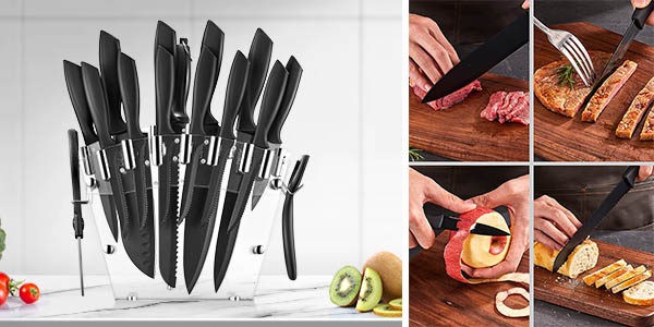 Set de 16 cuchillos de cocina AAUU con soporte