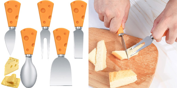 Set x5 Piezas de cuchillos y espátulas Tooinkcv para queso chollo en Amazon