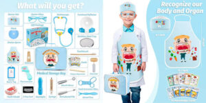 Set médico preescolar con accesorios para pasar consulta