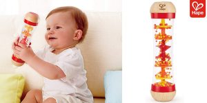 Mini Juguete musical de madera Hape palo de lluvia y sonajero barato en Amazon