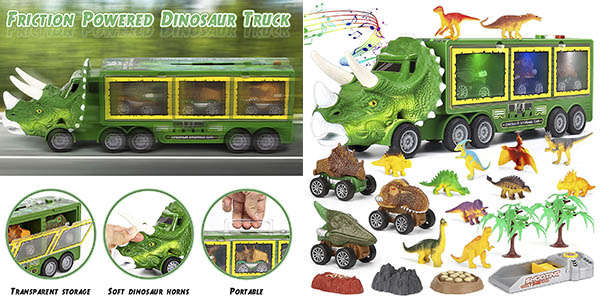 ▷ Chollo Camión transportador de dinosaurio Aoskie con luz y sonido por  sólo 19,99€ (-38%)