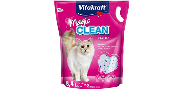 Arena para gatos Vitakraft Magic Clean de perlas de gel de sílice de 8,4L barata en Amazon