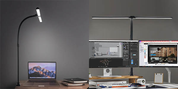 Lámpara de escritorio LED regulable y con clip