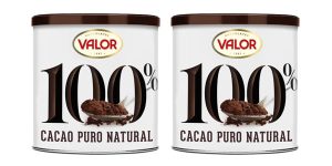 Pack x2 botes Valor Cacao puro natural 100 % soluble en polvo desgrasado sin azúcares añadidos de 250g baratos en Amazon