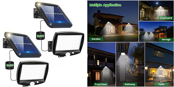 Pack x2 Luz solar LED Eyesgood con sensor de movimiento PIR