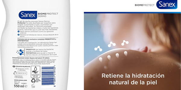 Pack x4 gel de ducha Sanex Biomeprotect Dermo de 550 ml en Amazon