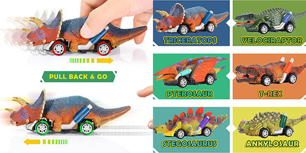 Set x6 coches dinosaurio Stfitoh
