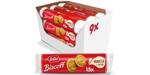 Pack x9 paquetes Lotus Biscoff Galletas Rellenas de Vainilla de 150g baratas en Amazon
