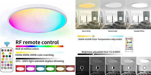Plafón regulable Moesdal con RGB de 24 W