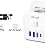 Regleta LENCENT en forma de cubo con 3x tomas AC, 3x USB y USB-C