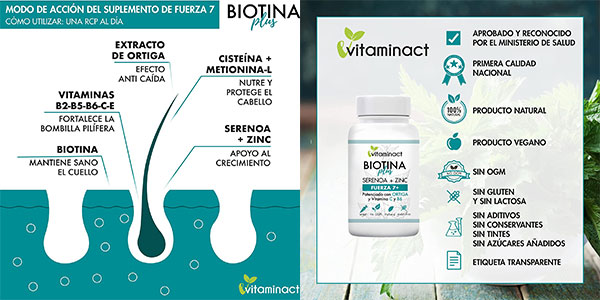 Chollo Vitaminas Biotina Plus Fuerza 7+ para el cabello en oferta