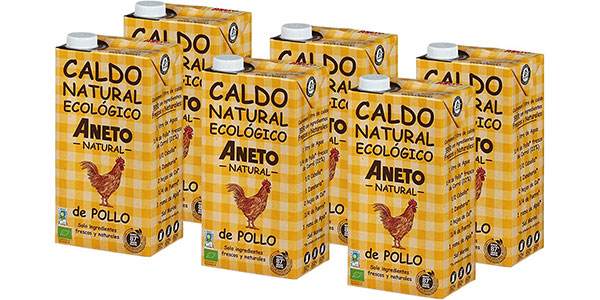 Chollo Pack de 6 litros de caldo de pollo ecológico Aneto Natural