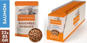 Chollo Pack Nature's Variety de 22 bolsitas de comida húmeda con salmón de 85 g para gatos