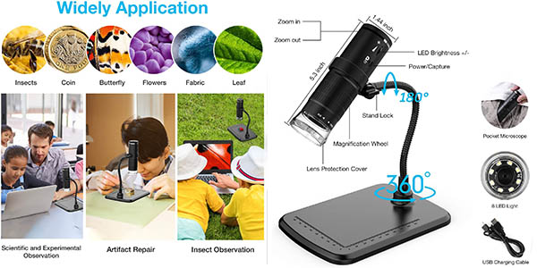 Microscopio digital inalámbrico WiFi y USB