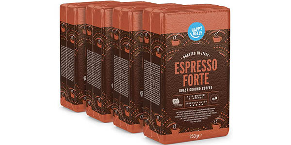 Pack x4 Café molido Amazon Happy Belly Espresso Forte de 250 gramos