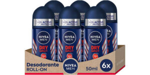 Pack x 6 Desodorante Nivea Men Dry Impact Roll On de 50 ml