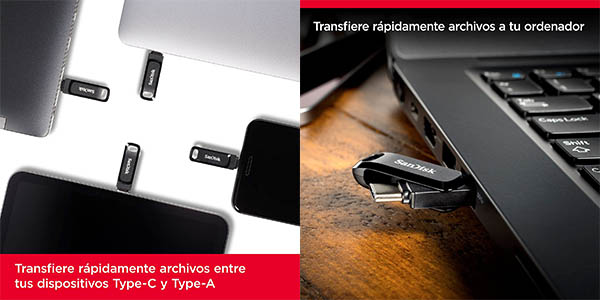 Pendrive SanDisk Ultra Dual Drive Go de 256 GB