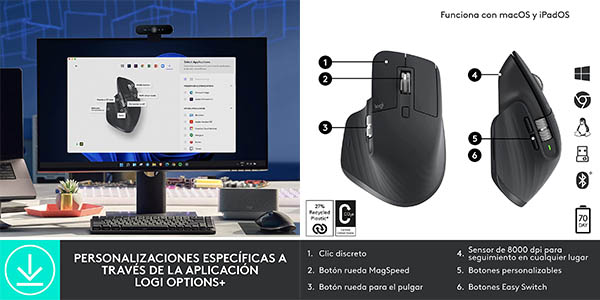 Ratón Logitech MX Master 3S de 8.000 dpi