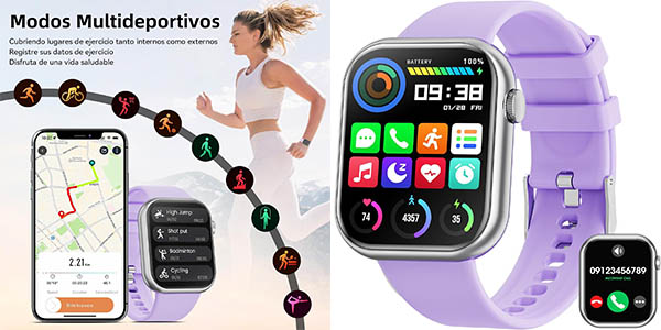 Smartwatch Mingtawn con pulsómetro y +100 modos deportivos