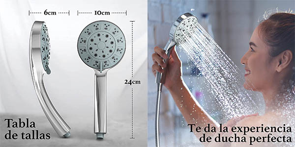 Alcachofa de ducha con 5 modos de chorro