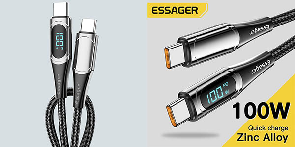 Cable Essager USB-C a USB-C de 100W y 100W