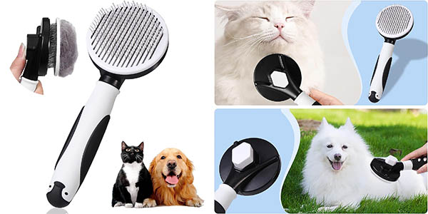 Cepillo para perros y gatos con autolimpieza
