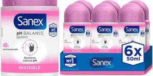 Chollo Pack de 6 desodorantes unisex Sanex pH Balance Dermo Invisible