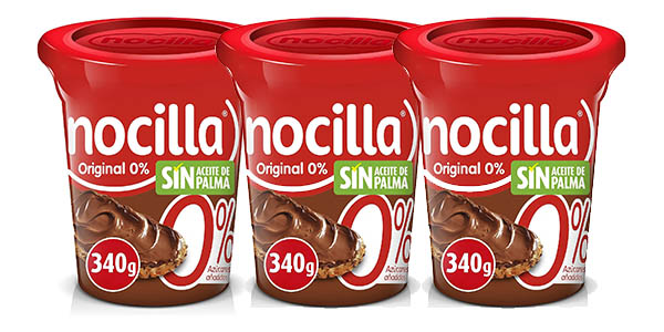 Pack 3x Nocilla Original 0% sin aceite de palma de 340 g