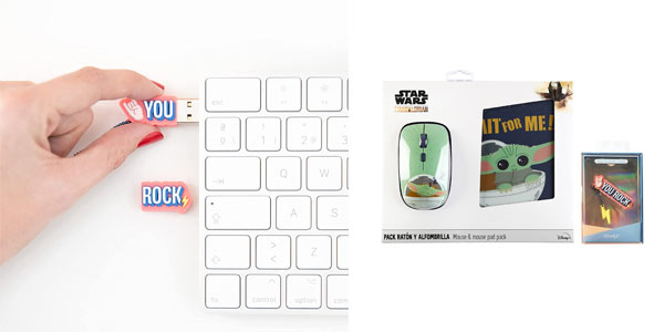 Pack Ratón + Alfombrilla + Pendrive The Mandalorian en oferta