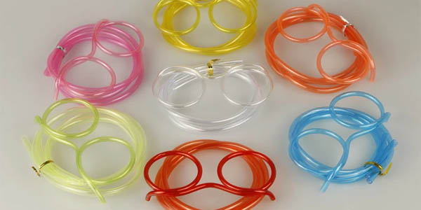 Pajitas divertidas y reutilizables con forma de gafas