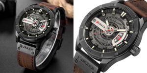 Reloj analógico de cuarzo Curren CR-8301R con correa de cuero